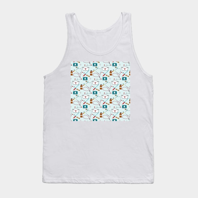 Nurse Pattern Tank Top by Designoholic